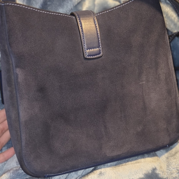 Coach Navy Blue Suede Shoulder Bag - Picture 3 of 9